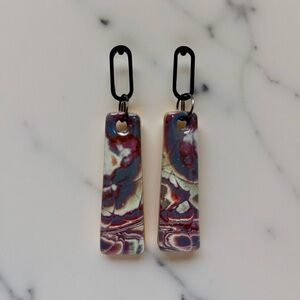Abstract Multicolor stone look handmade clay Dangle Earrings